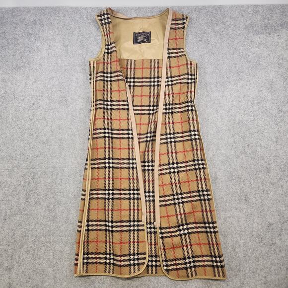 Vintage Burberrys Trench Coat Liner Nova Check Plaid 100% Wool Beige Zip-In 90s - Picture 2 of 15